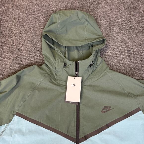 Nike Tech Mens Large Full Zip Woven Jacket Hooded Blue Green HM7151-464 NWT - Picture 3 of 12